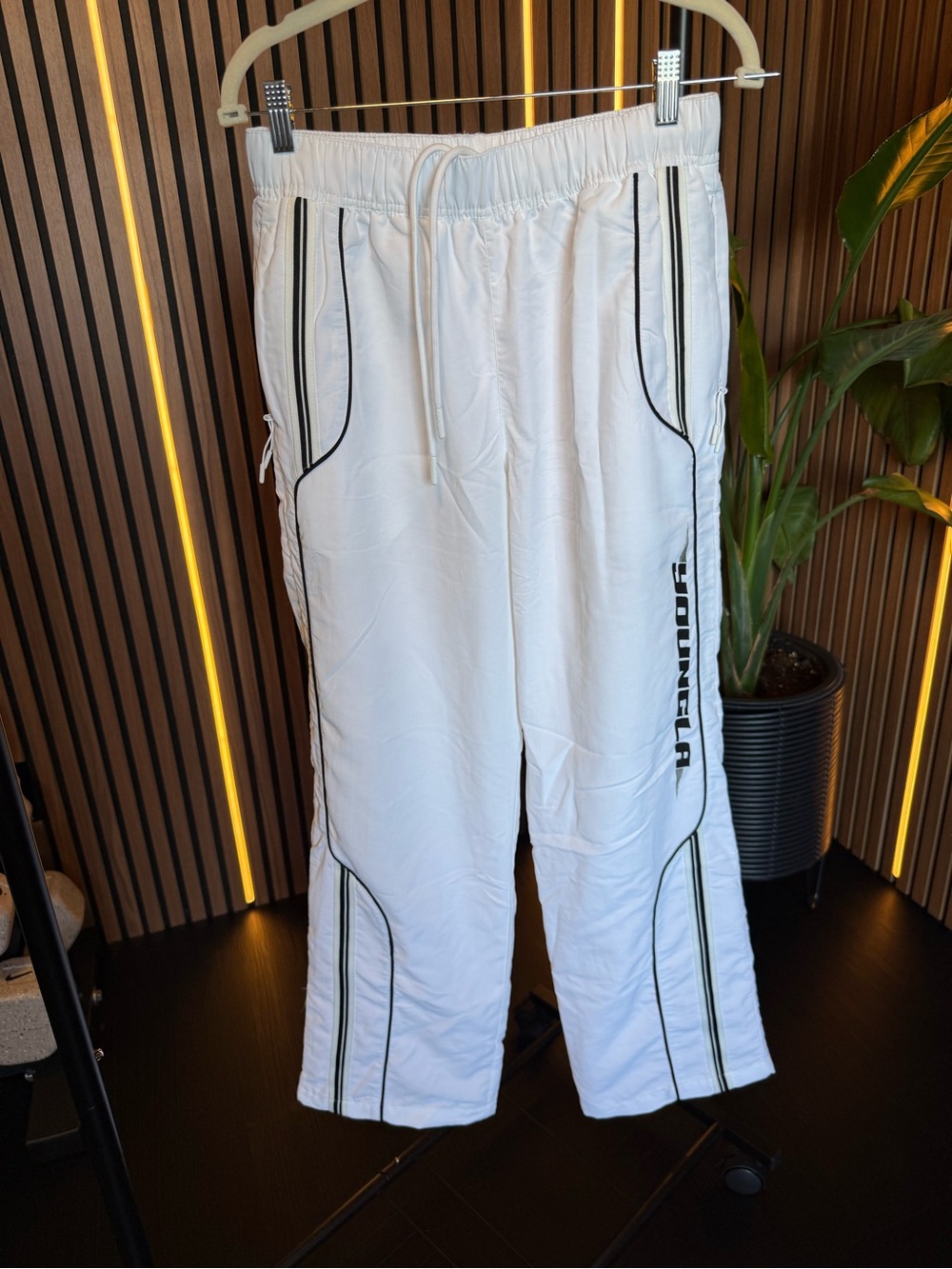 YoungLA Black Track Pants White Women Small
